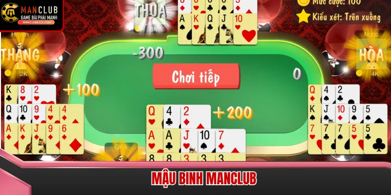 Giao diện Mậu binh Manclub sắc nét giúp người chơi dễ dàng quan sát và sắp xếp bài